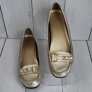Ralph Lauren Gold Geanne Buckle Loafers 8